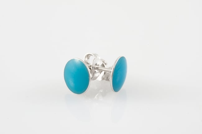 Silver Stud Earrings - Turquoise