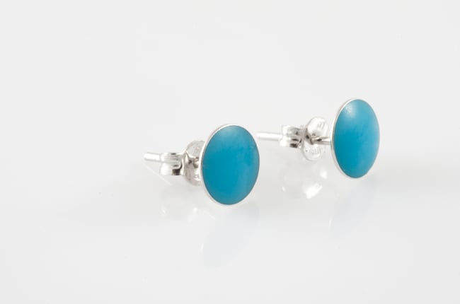 Silver Stud Earrings - Turquoise
