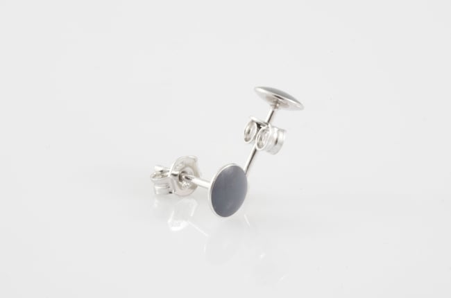 Small Silver Stud Earrings-Grey
