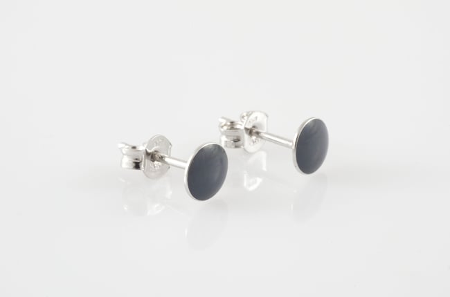 Small Silver Stud Earrings-Grey