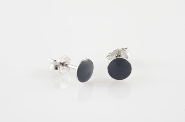 Small Silver Stud Earrings-Grey