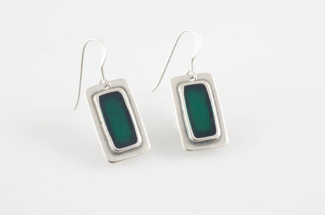 Rectangle Silver Earrings-Various colors
