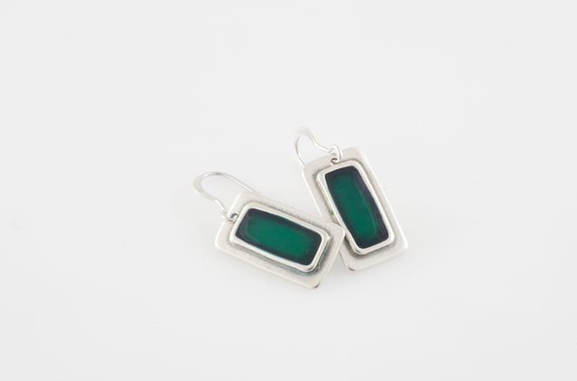 Rectangle Silver Earrings-Various colors