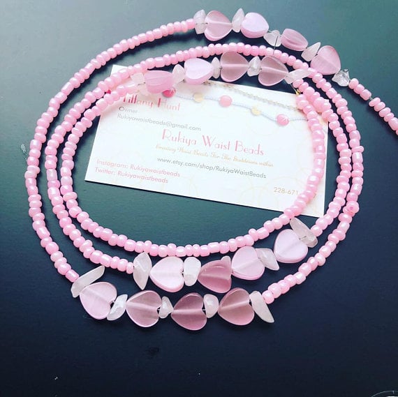 rose quartz waist beads