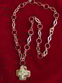 Image 2 of cross necklace with filigree  crystal inlay design