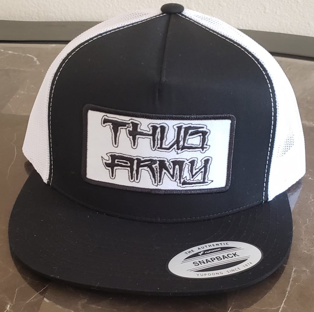 Image of Stacked Mesh Back Hat Black and White