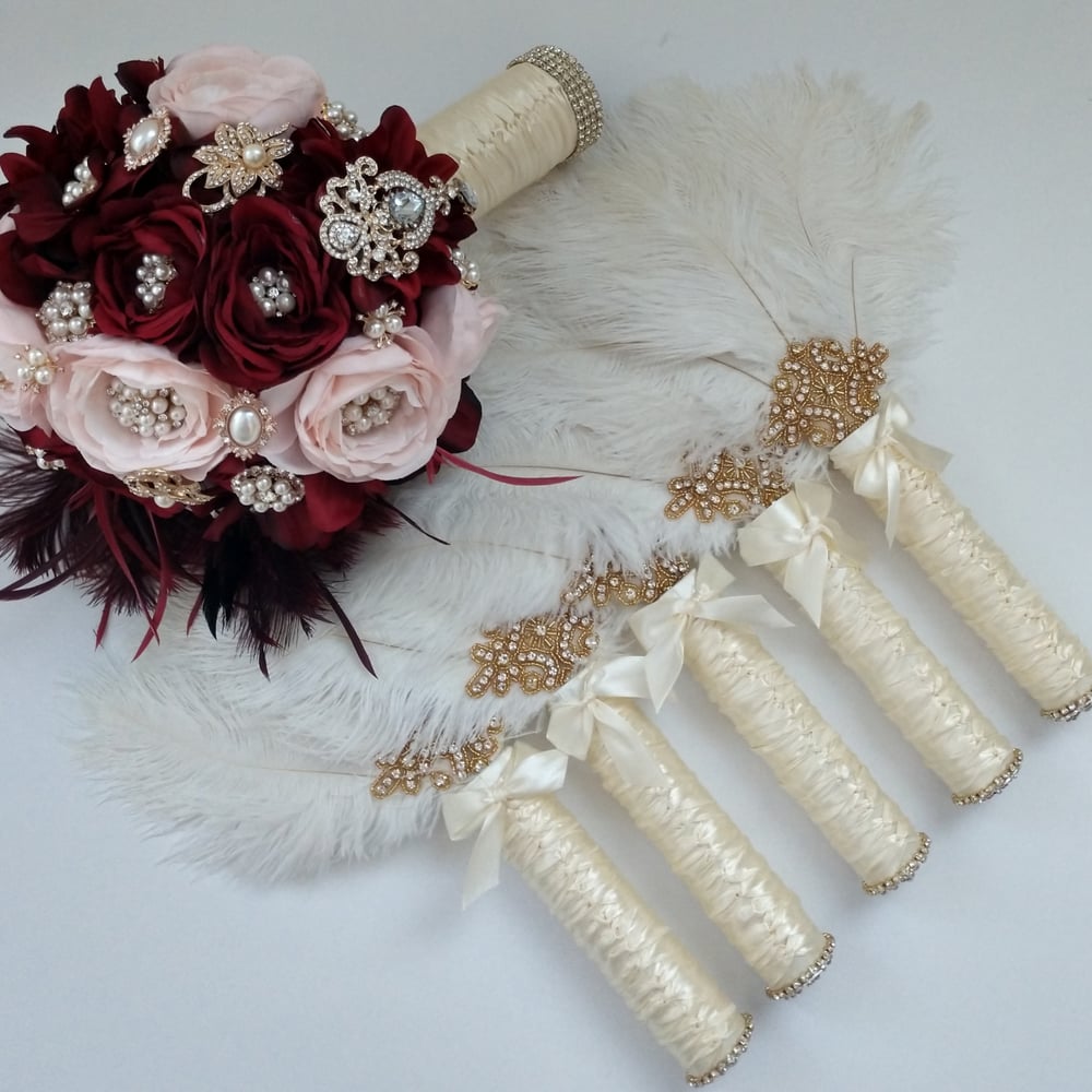 "Terri" Bling Feather Fan ( available in other colors)