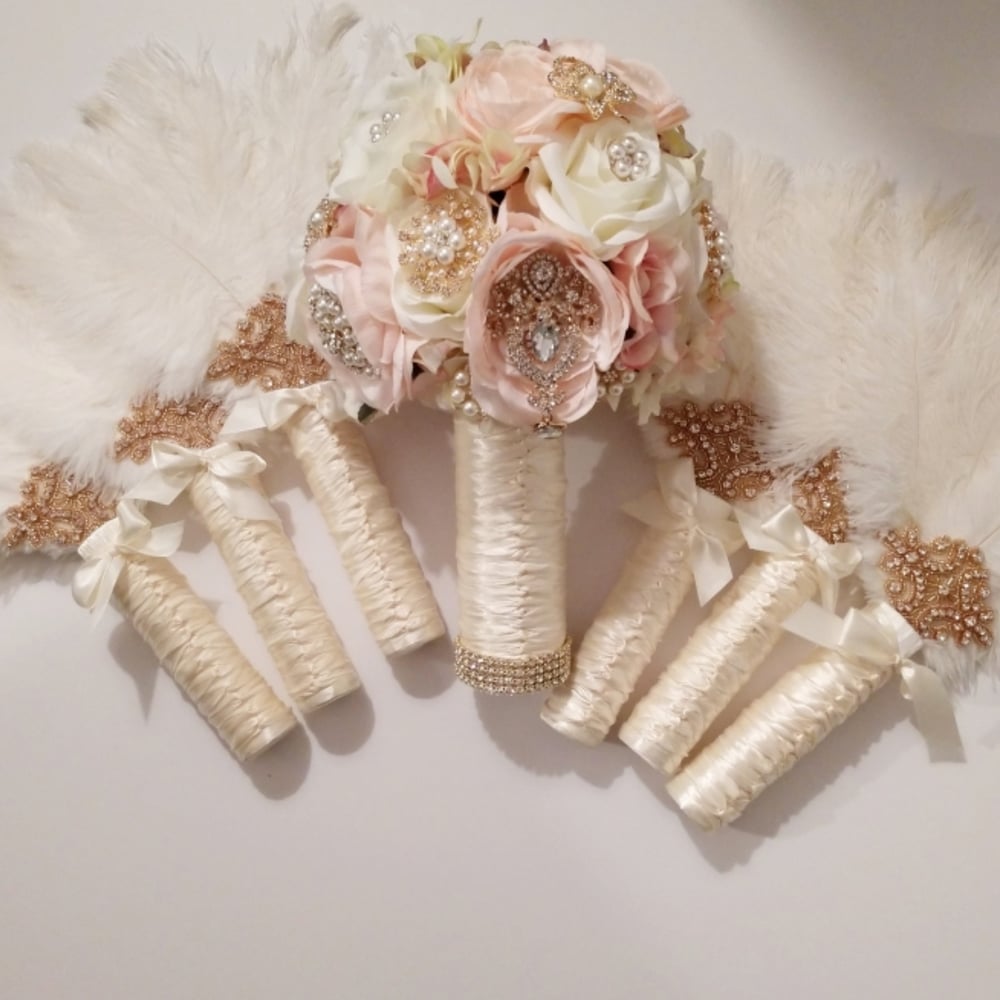 "Terri" Bling Feather Fan ( available in other colors)