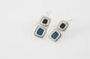  Square Silver Earrings Black and Turquoise