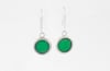 Round Silver Earrings Grass Green