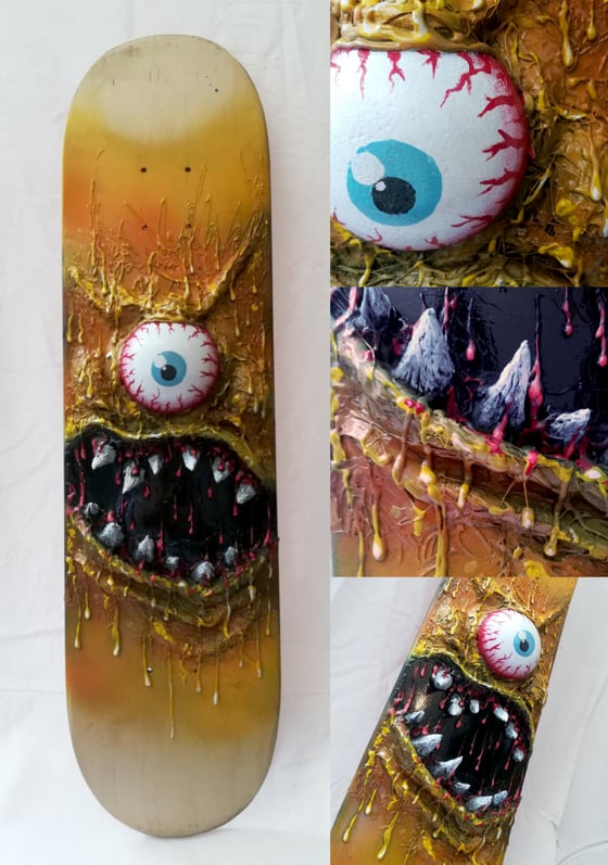 Image of Yellow monster skateboard deck