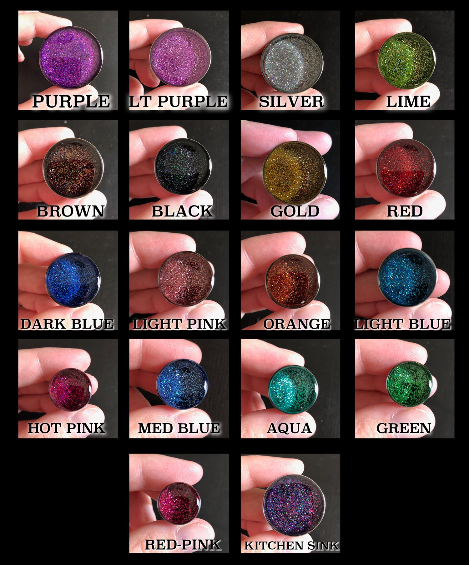 Image of Holographic Glitter Plugs (Sizes 2g-2")