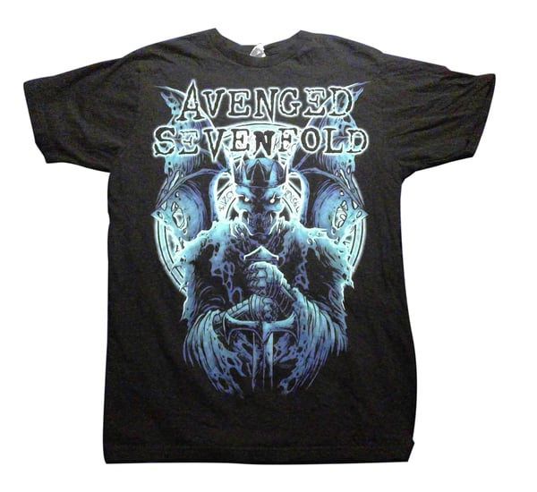 Image of Avenged Sevenfold Glowing Blue Skeleton T Shirt- Women's Size Large