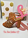 "Kaylee" Tan strappy chunky heels 