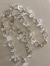 Image 1 of long silver chain & clear crystal quartz necklace