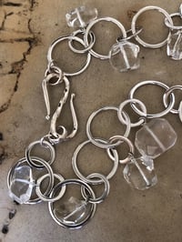 Image 2 of long silver chain & clear crystal quartz necklace