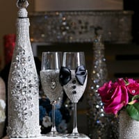 Image 1 of "Teresa" Bling Champagne Glasses (Available in other colors)