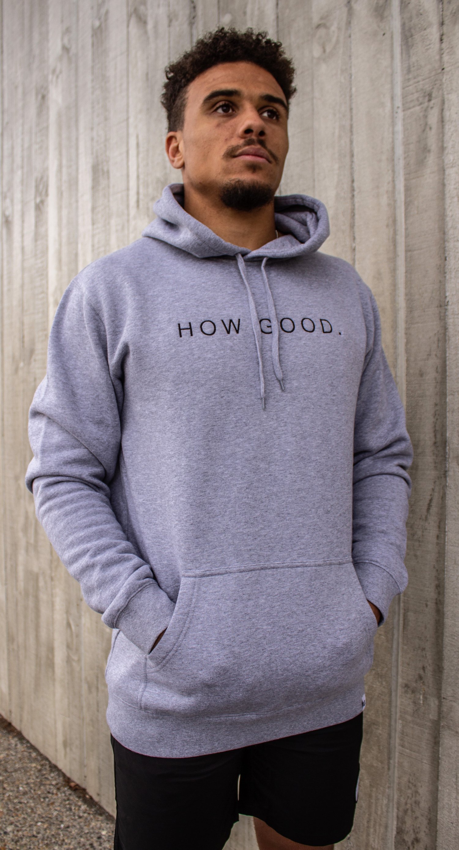 Image of UNISEX HOW GOOD HOOD - GREY MARLE/BLACK