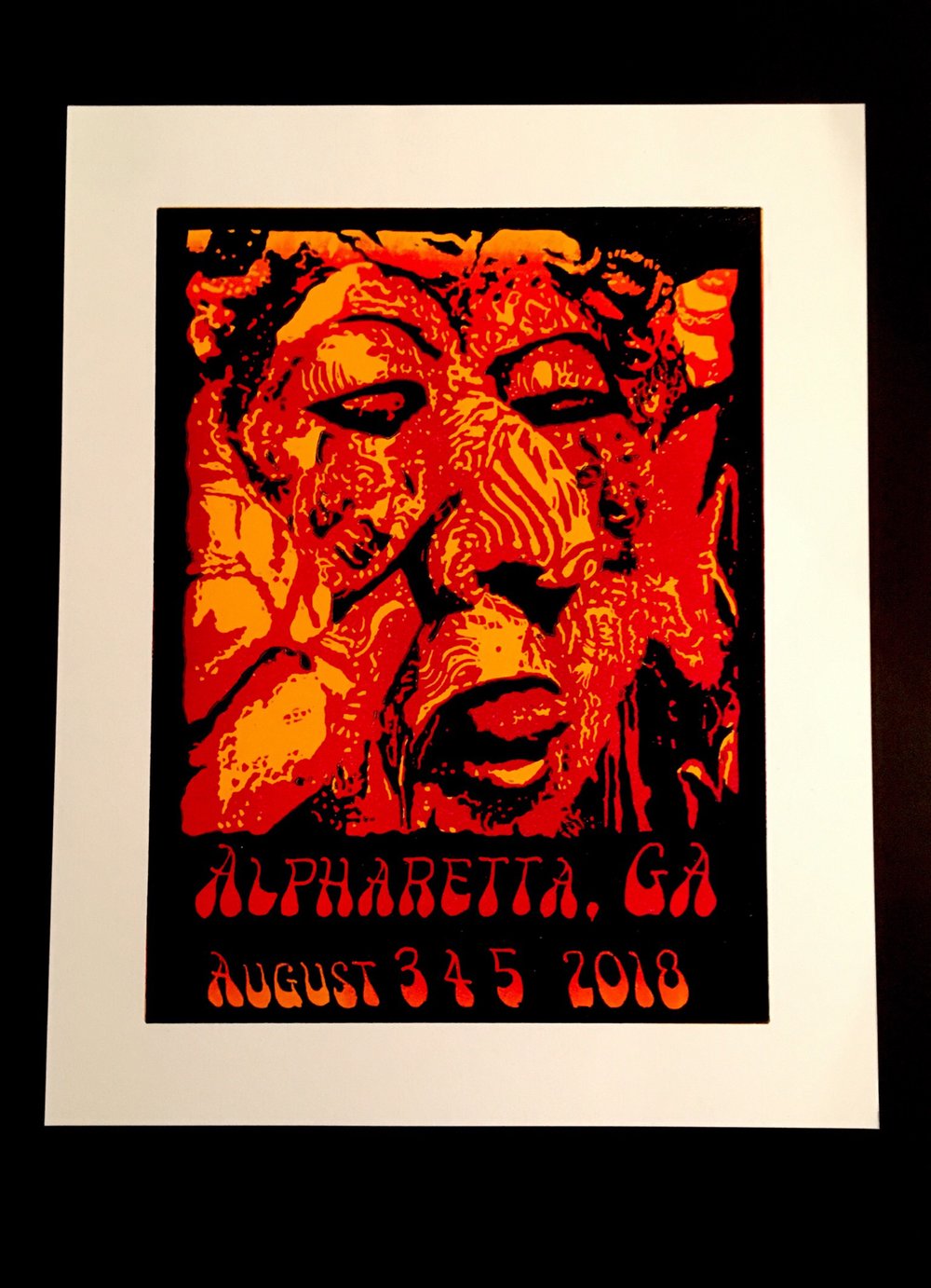 Phish Alpharetta 2018 Linocut Poster:  There's a devil in the crowd.