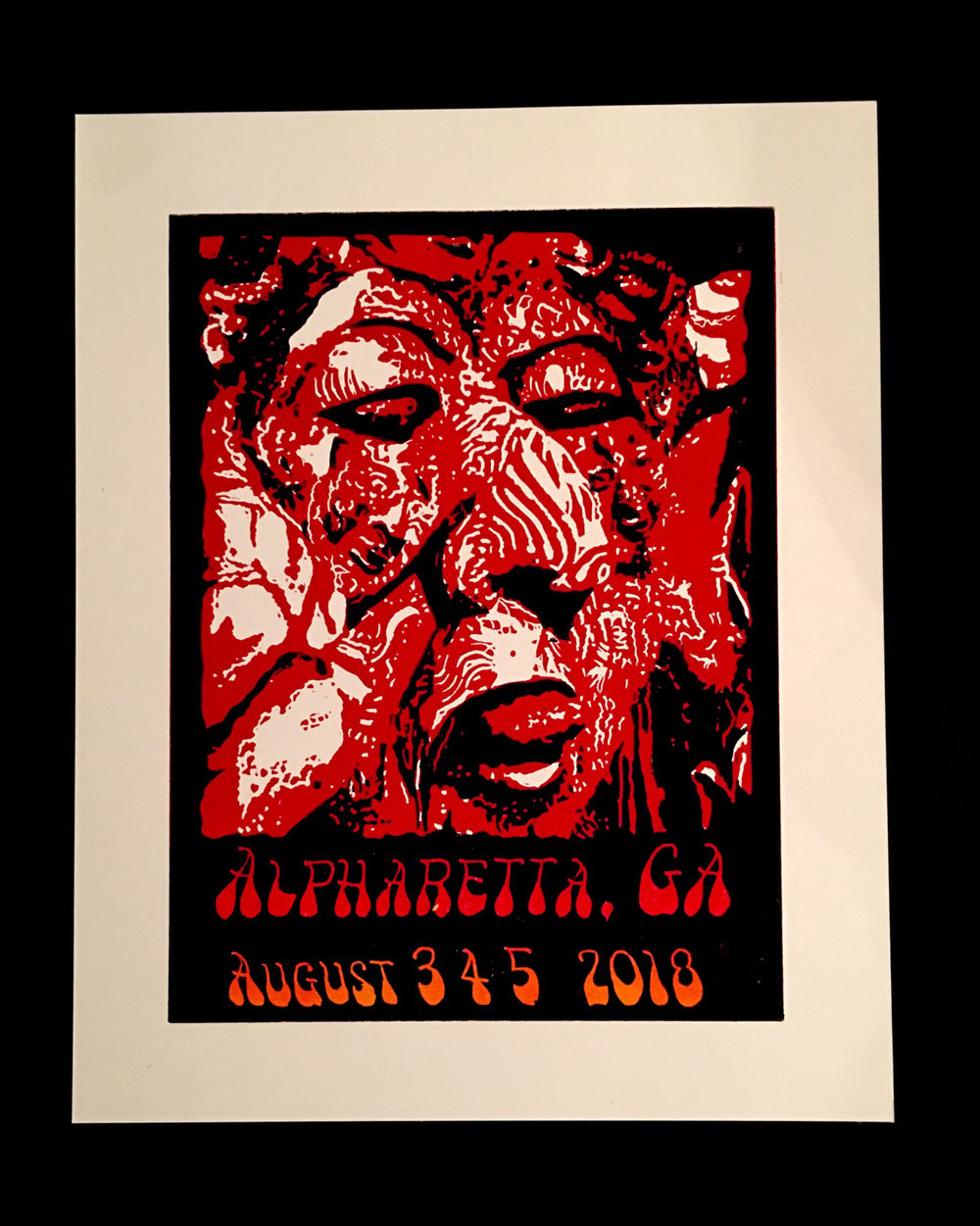 Phish Alpharetta 2018 Linocut Poster:  There's a devil in the crowd.