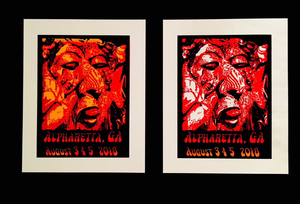 Phish Alpharetta 2018 Linocut Poster:  There's a devil in the crowd.