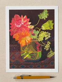 Image 1 of Fall Dahlia and Queen Anne’s Lace - archival print