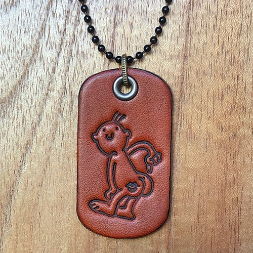 Image of Leather dog tag necklace with Kiss art