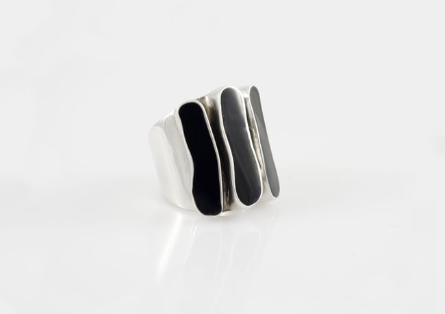 Wide Silver Ring With Convex Details