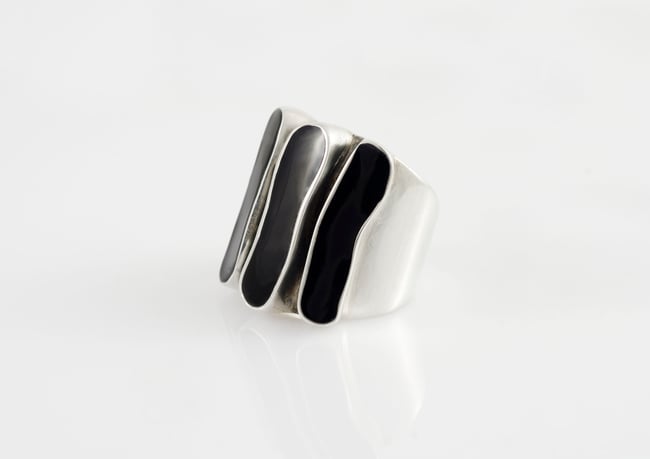 Wide Silver Ring With Convex Details