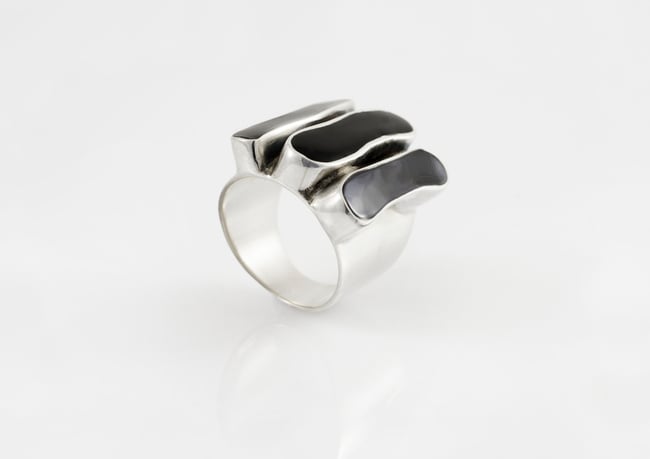 Wide Silver Ring With Convex Details