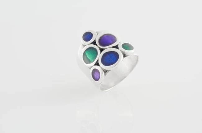 Colorful Silver Statement Ring Circles 
