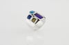 Colorful Silver Statement Ring - Squares