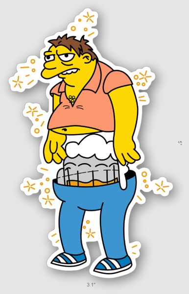 Image of Barney X Beer - Warped Sticker