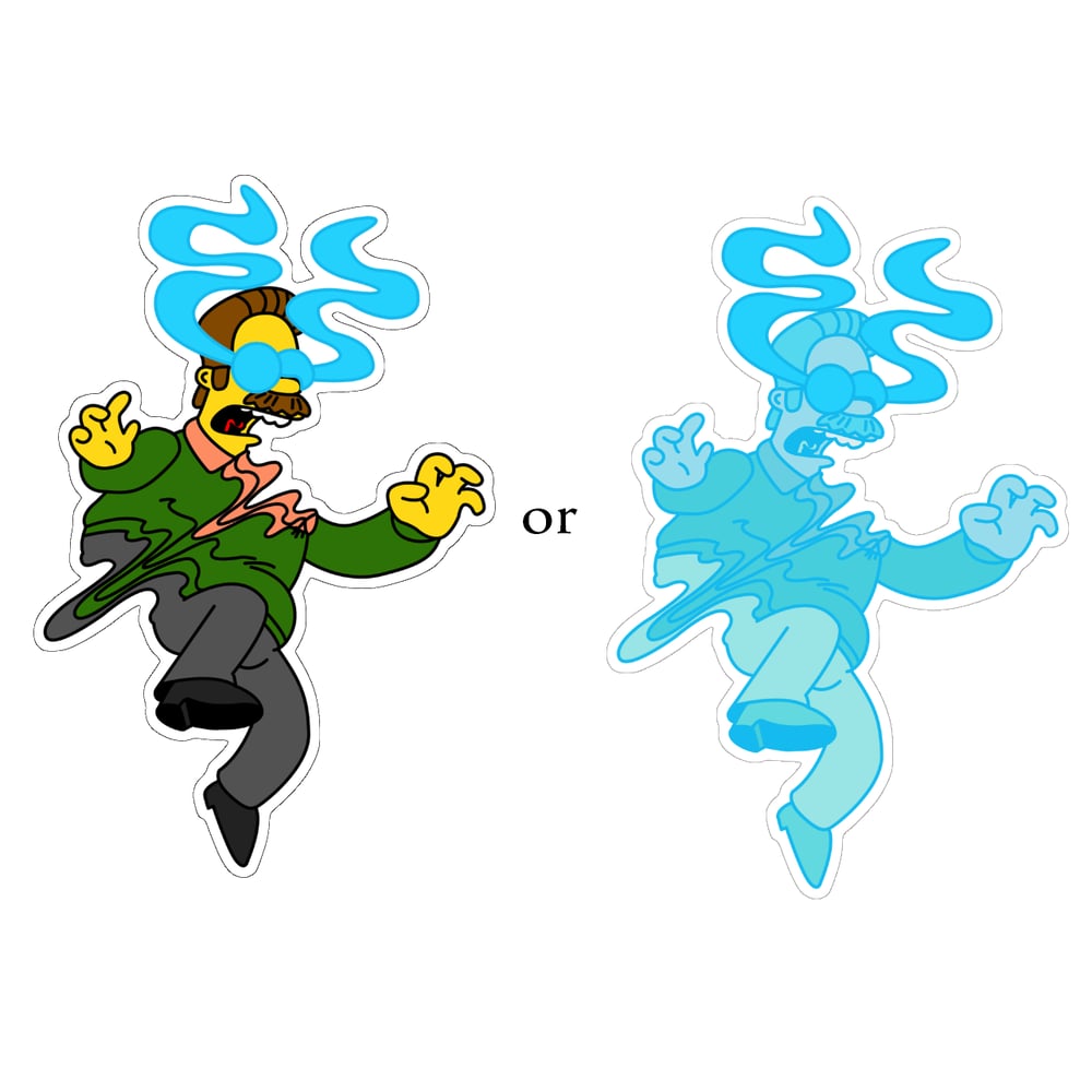 Image of Ned Flanders/ Ghost Flanders - Warped Sticker