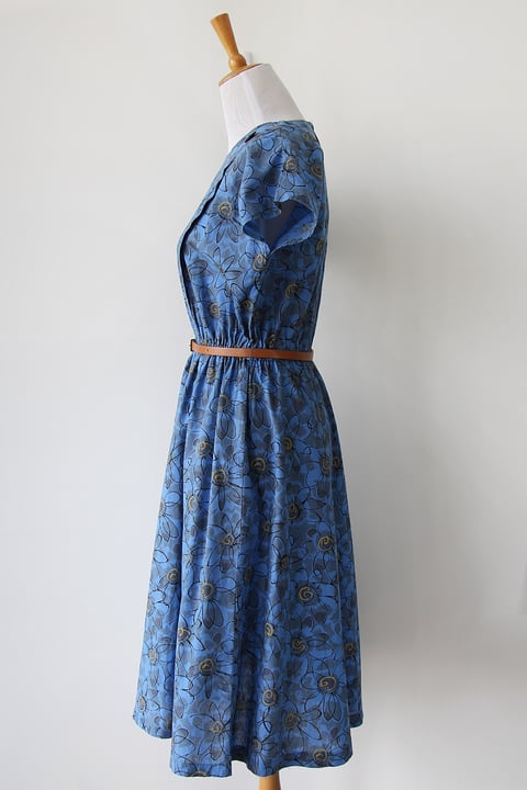 Image of SOLD Sketchy Flowers Button Dress