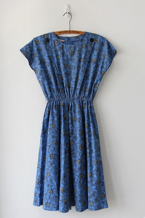 Image of SOLD Sketchy Flowers Button Dress