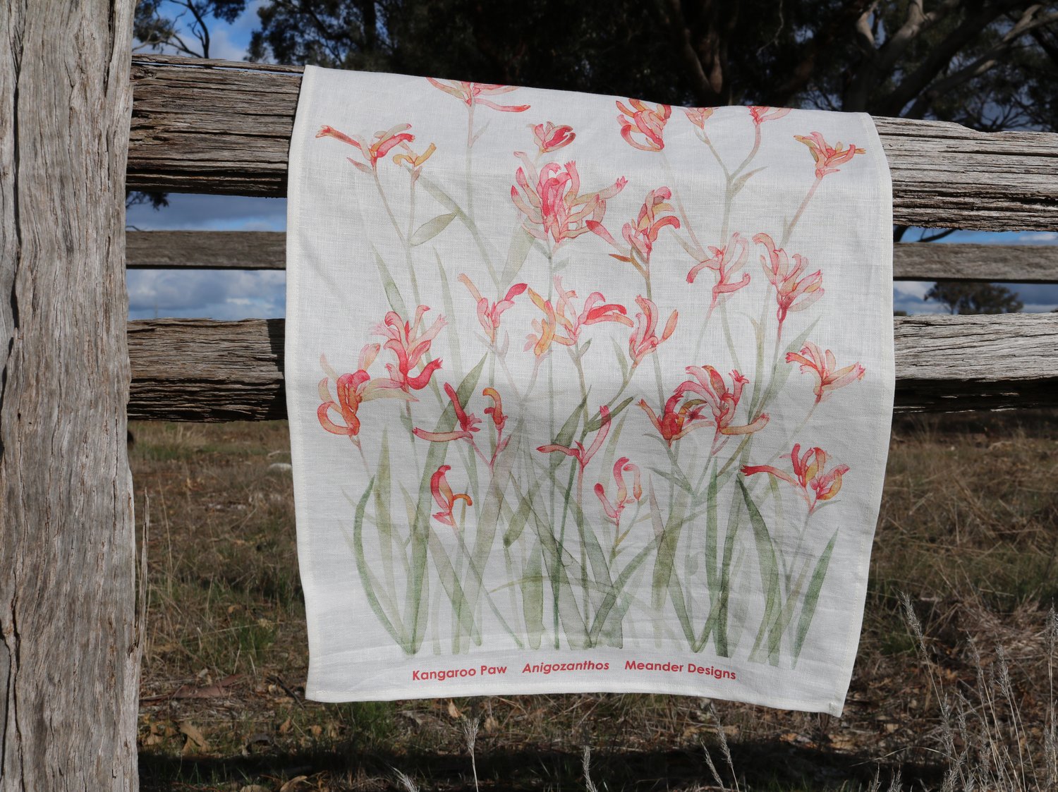 Image of Sunset Kangaroo Paw Linen Tea Towel