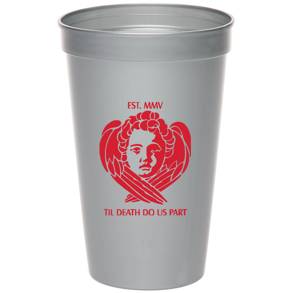 Image of Til Death Do Us Part silver & red  logo cups