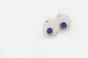 Round Silver Earrings With Detail - Purple