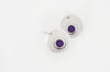 Round Silver Earrings With Detail - Purple
