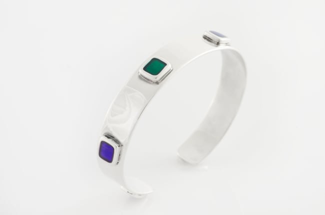  Silver Cuff With Squares - Transparent
