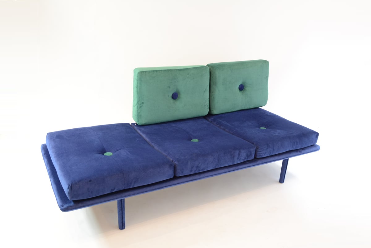 Image of Canapé POP années 70 bleu vert