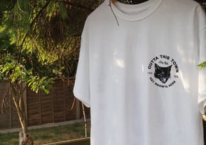 Image of Get Meowta Here T-shirt White 🐱