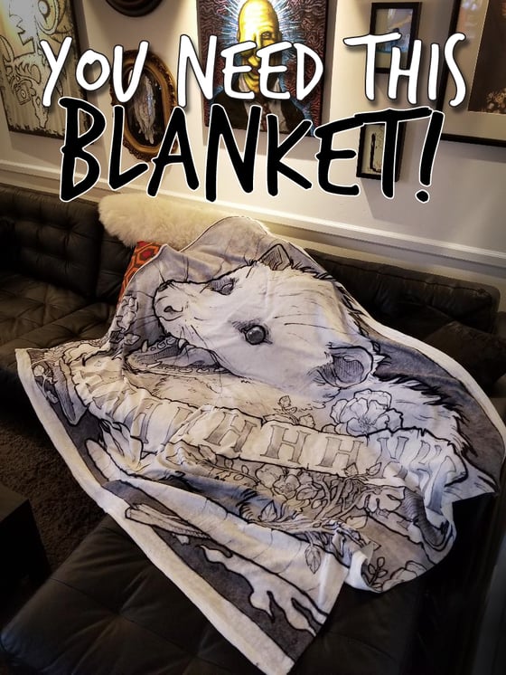 Image of AHHHHHHHHH Opossum fleece blanket - FINAL PREORDER