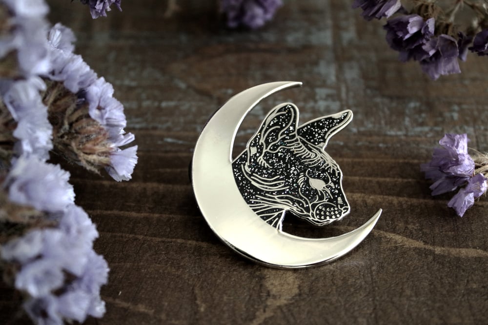 Image of Sphynx Moon Pin - Glitter *Limited Edition*