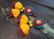 Image of Ethnic gypsy yellow tassels earrings 