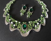 Image of Romantic green rhinestones crystals jewelry set
