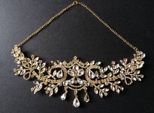 Image of  Victorian gold rhinestones crystals wedding bridal choker necklace 