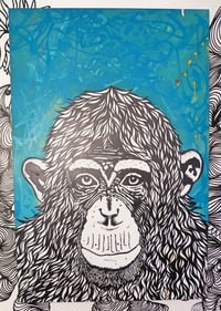 Image 1 of 'chimp peace blue’