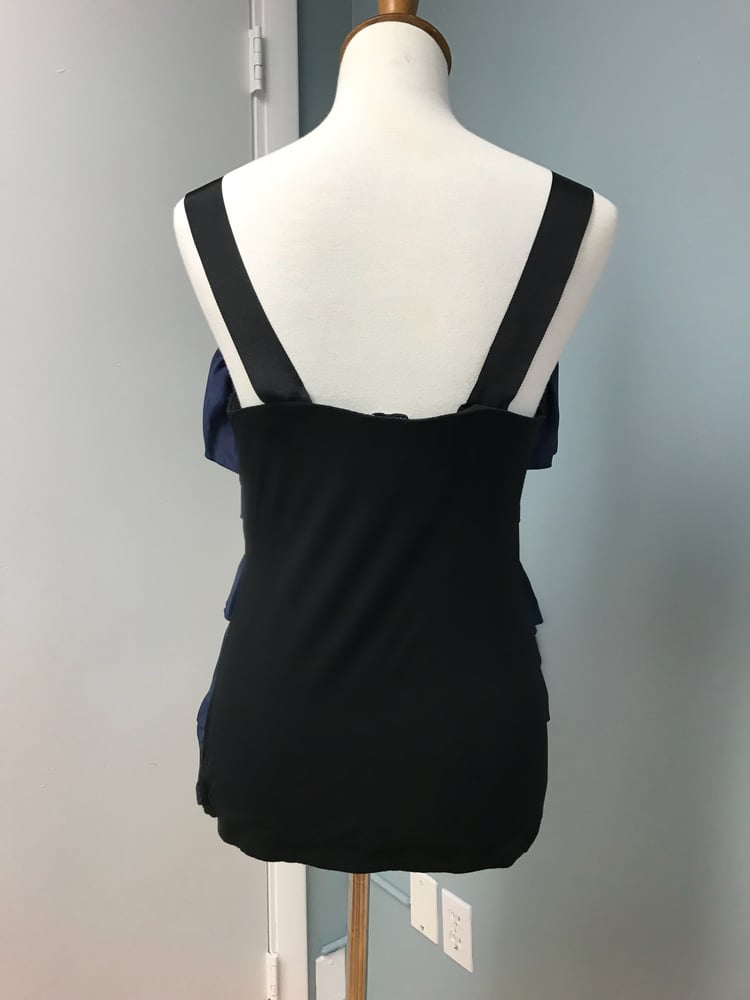 Image of Navy Blue Ruffle Top